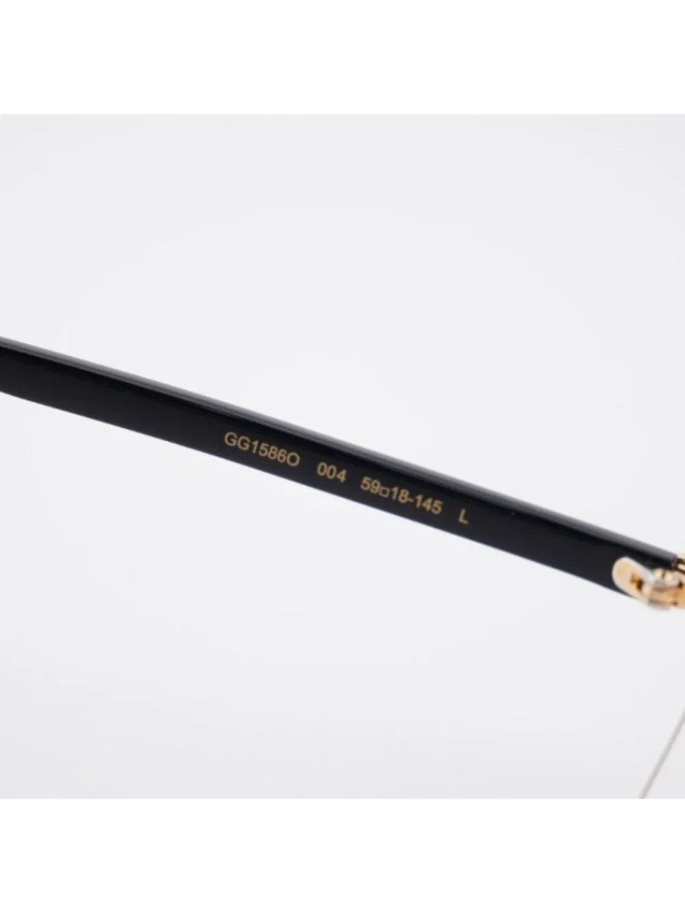 Gucci GG1586O 004 Eyeglasses Gold/Black 59mm Rectangle Frame